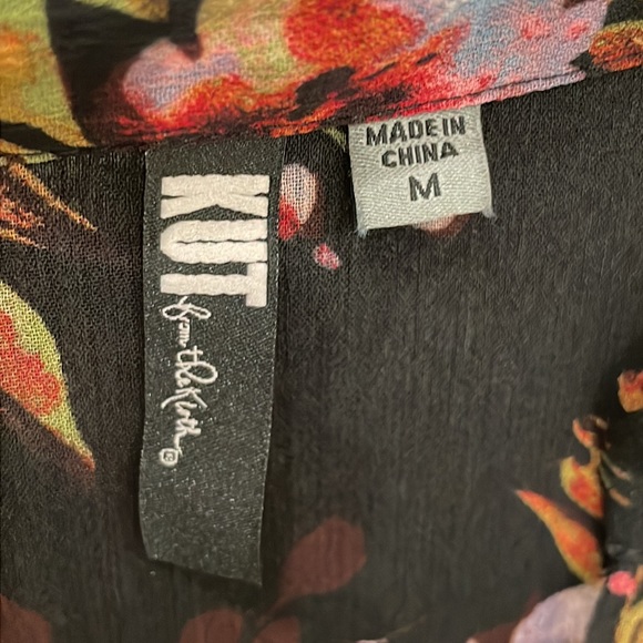 Kut from the Kloth sheer black floral button front blouse. Size M - Picture 2 of 11